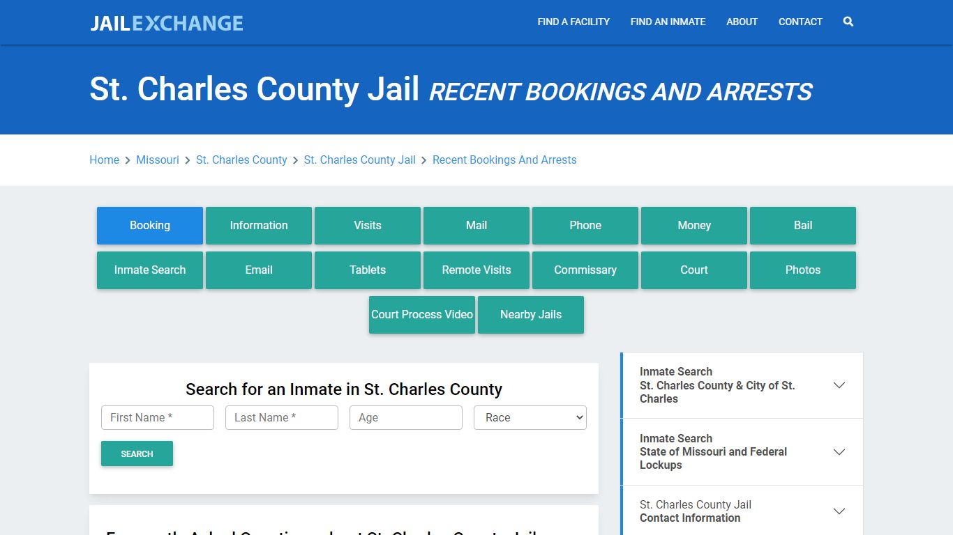 St. Charles County Jail Recent Bookings And Arrests - Jail Exchange